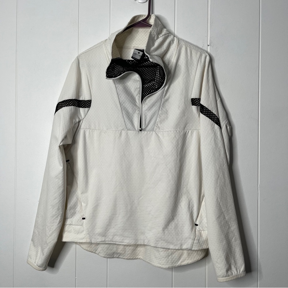 Nike Motion Cover Up Training Jacket White and Black Quarter-Zip Pullover Size L